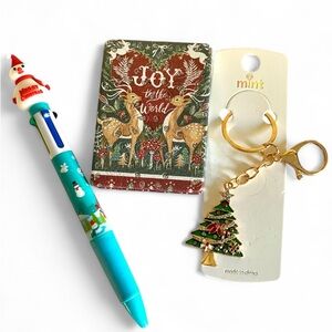 Christmas Pen, double compact mirror, and Keychain Set All three NEW